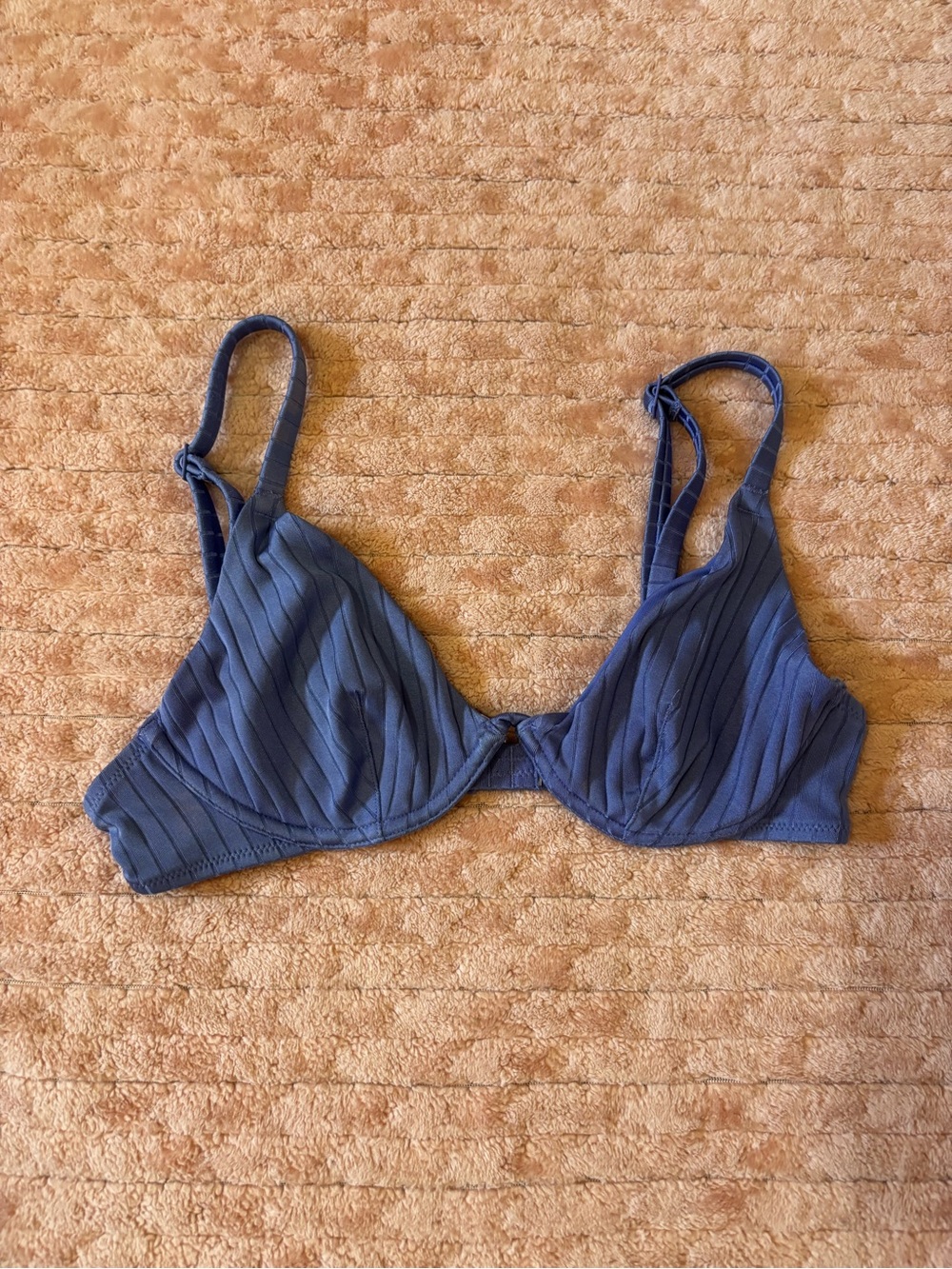 Aerie Ribbed Blue Underwire Bikini Top